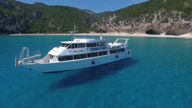 david ship at anchor at cala luna